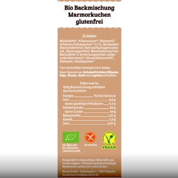 Bio Marmorkuchen Backmischung - glutenfrei - vom Bauckhof - Produktbeschreibung